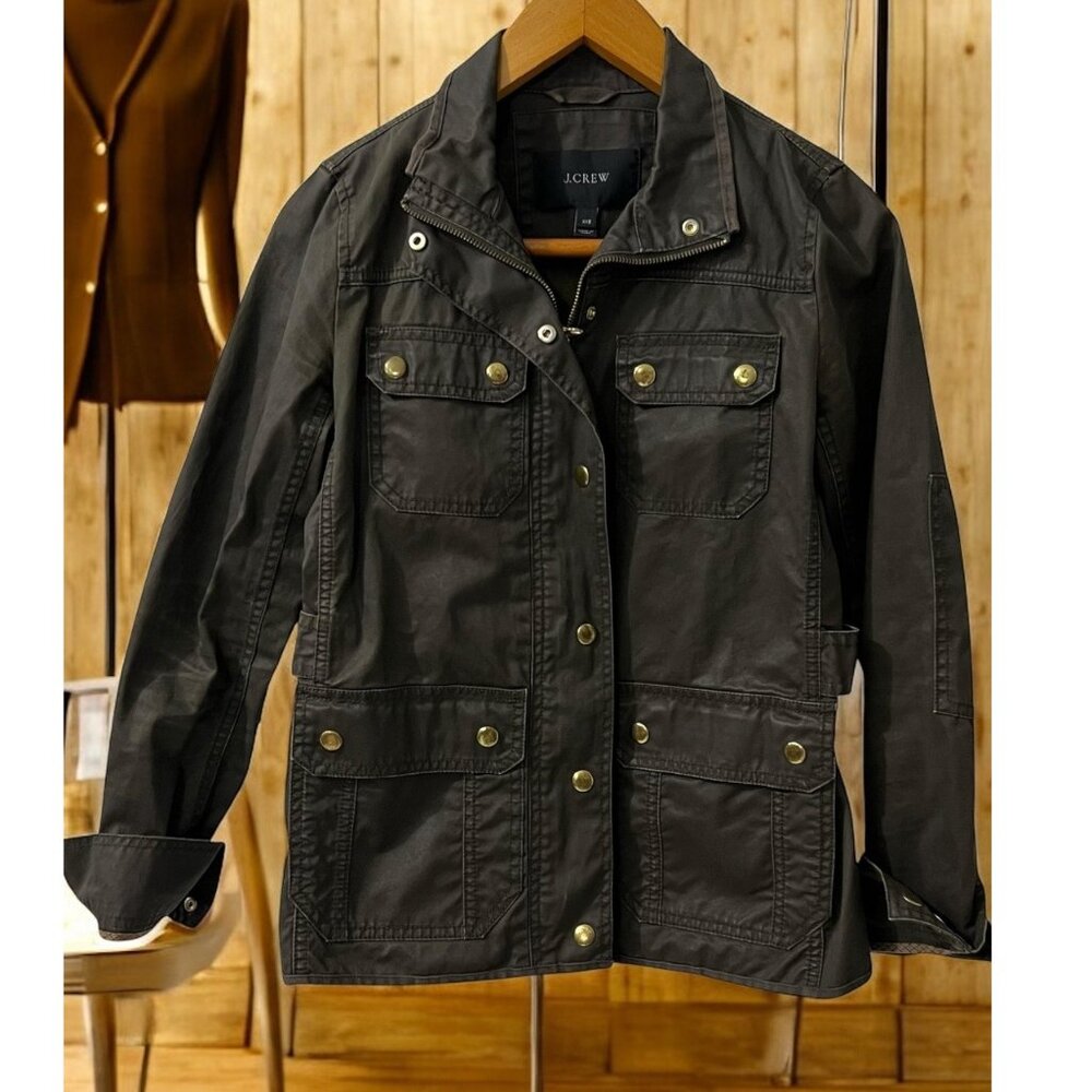 J.Crew Oilcloth Waxed Cotton Preppy Cabin Chic Utility Field Jacket XXS‎